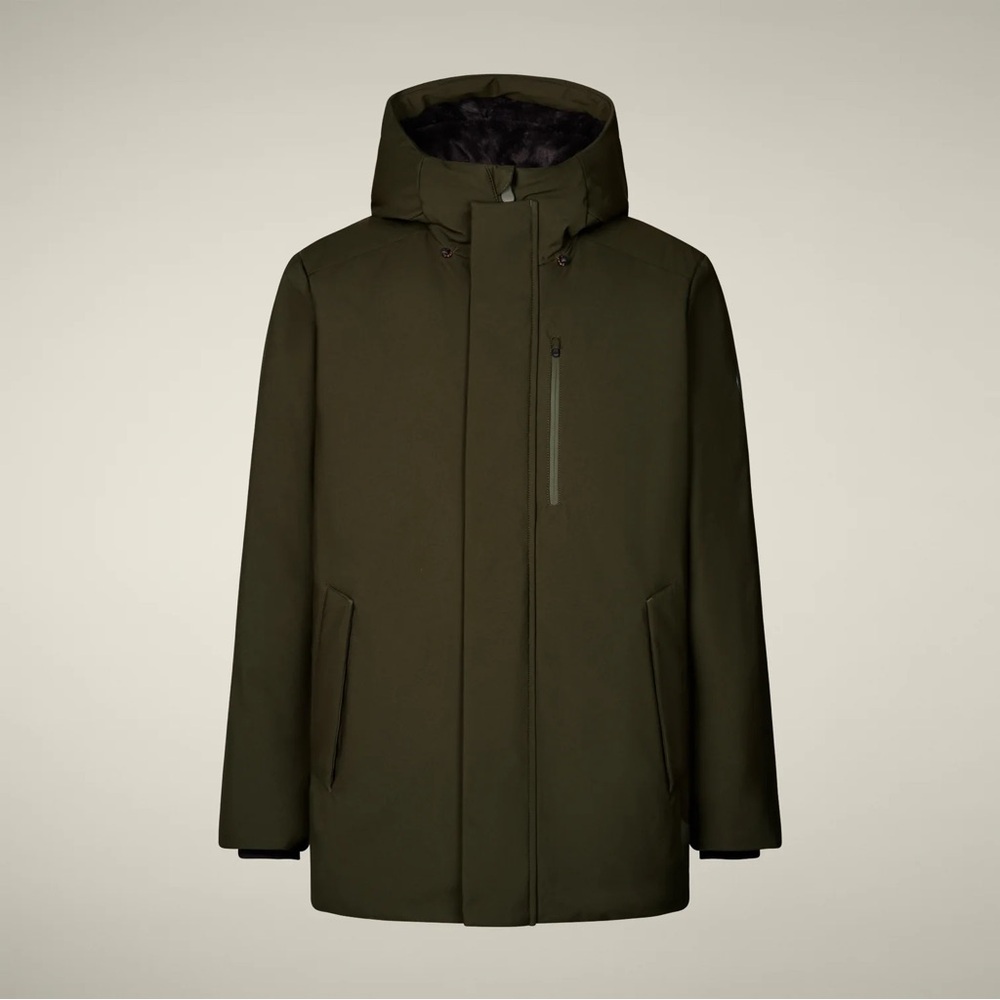 Men's Save the Duck - Antoine Faux Fur Olive Hooded Jacket (New No Tag)